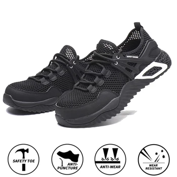 

BAOLESEM Man Safety Shoes Anti-smashing Work Safety Shoes Mesh Work Shoes Lightweight Anti-puncture Summer Safety Work Sneakers