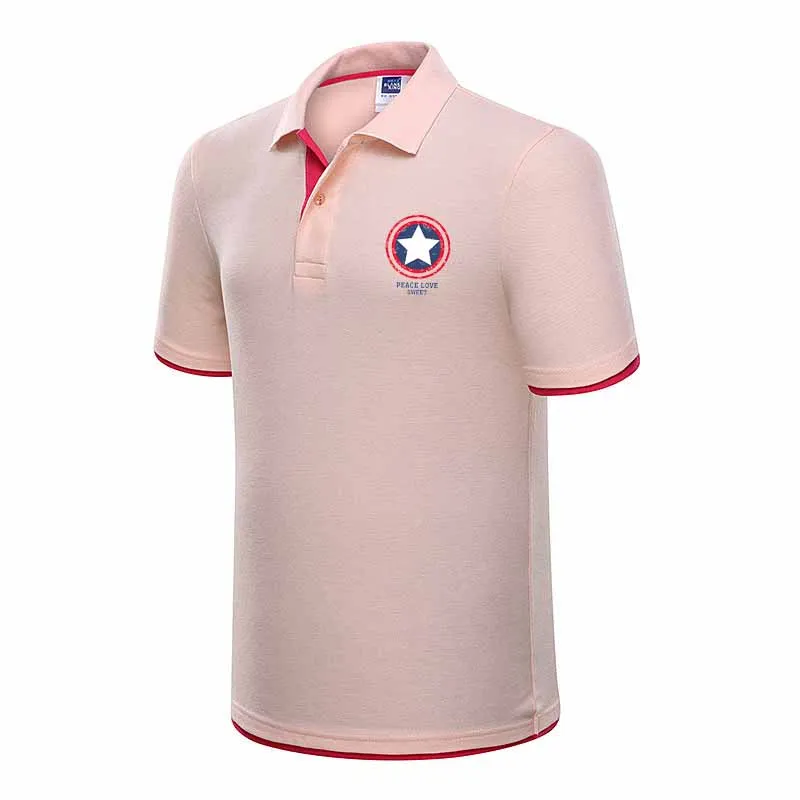 Mens Polo Shirt Brands Clothing 2019 Captain AmericaShort Sleeve Summer Shirt Man Black Cotton Poloshirt Men Plus Size Polo Shir