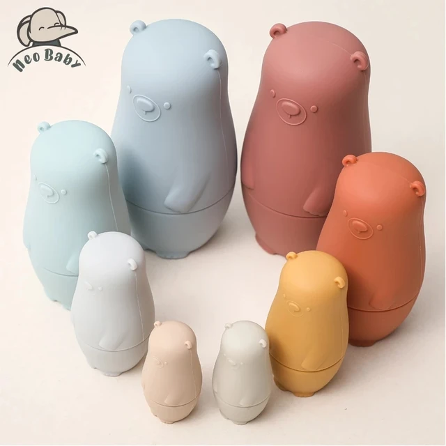 Montessori Nesting Dolls Toy Russian Matryoshka Doll Educational Toys for Children Silicone Stacking Blocks Doll Inside Doll