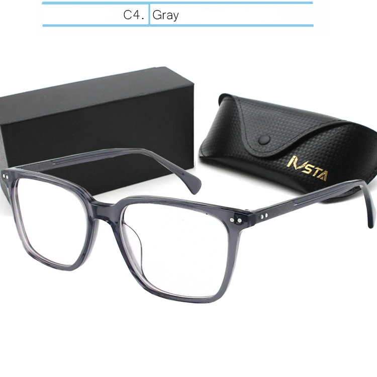 Gray-plain lens IVSTA квадратные очки с диоптриями компьютер мужские оправы acetate OV 5031» Джонни Деппом с защитой от синего света NDG Близорукость Оптические очки - Цвет оправы: Gray-plain lens
