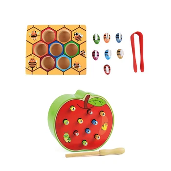 

1 Set Beehive Game Toys & 1Pcs Catch Worm Game Toy : for Baby Early Educational Toddler Game Colorful Beehive Box Caterpillar An