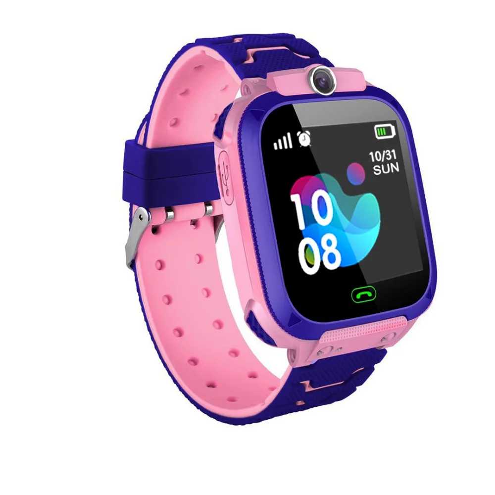 Детские Смарт-часы наручные часы с gps-трекером детские спортивные часы, смартфон IP67 без водонепроницаемого плавания SOS вызова камеры 1,4" lcd Q12 - Цвет: Розовый