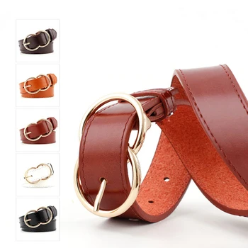 

Women Belt Fashion Double Round Ring Pin Buckle Belt Casual Simple Women Cowboy Pants Decoration Belt Dropship