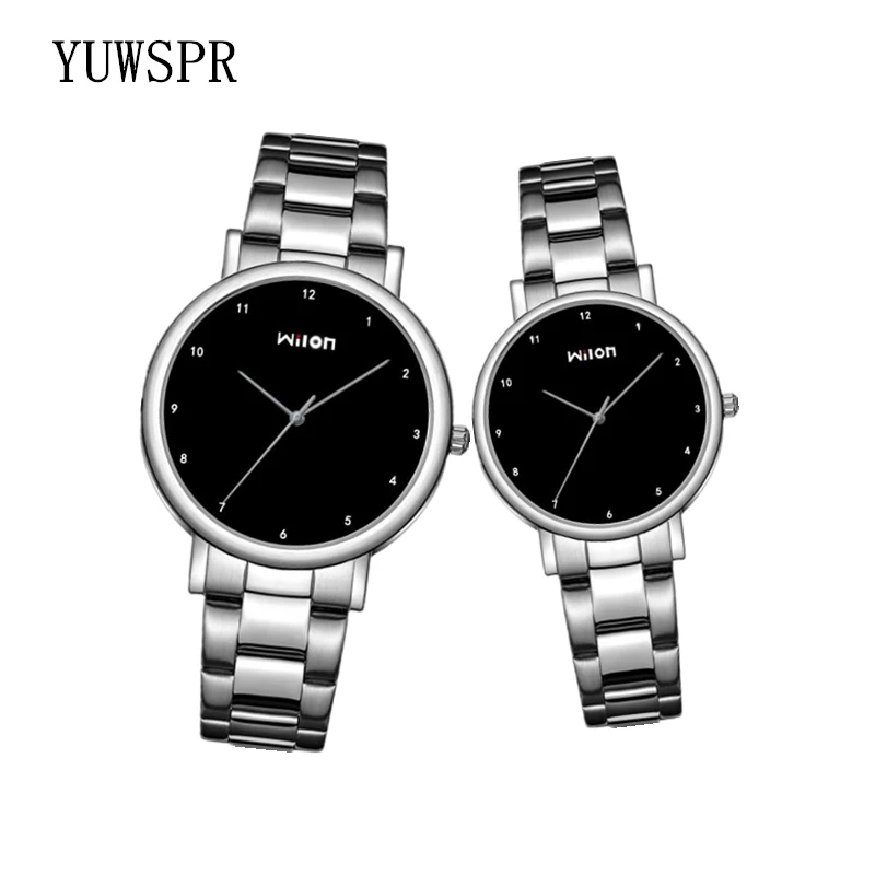 Couple watches man women quartz watch Simple ultra-thin  Lovers watches stainless steel strap clock Wilon 906