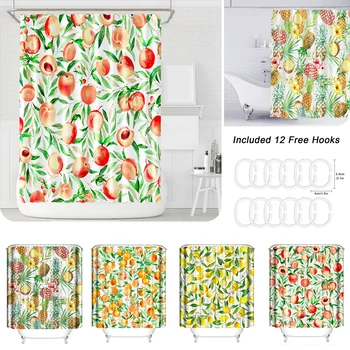 

Waterproof Shower Curtain Bathroom with Hook Modern Style Printing Fruit Pattern Bath Curtain For Bathtub Bathing Cover