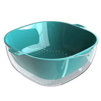 

Plastic Vegetable Strainer with Handle Kitchen Colander Double Layered Fruit Drain Basket Strainer for Food Cleaning