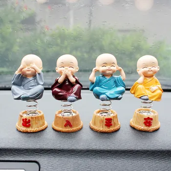 

[Wholesale] 10Set 4pcs/set Car Ornaments Resin Young Monks travel safety Auto Decoration Accessories Craft gift