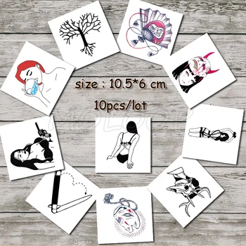 

Tattoo sticker fake tatoo gun girl antler knife small size temporary hand arm stickers for girl man woman sell in lot 6*6 cm