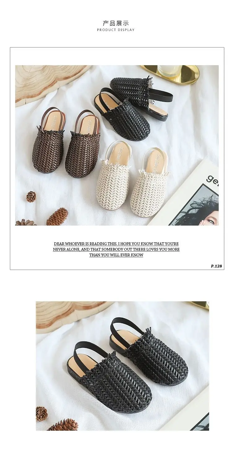 child shoes girl 2022 Summer Fashion Children's Rattan Woven Sandals Girls Flat Casual In The Kids Home Footwear Sandalias Niña Unisex Shoes child shoes girl