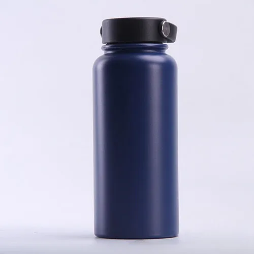 Dark blue 32 унции/40 унций гидро вакуумной изоляцией Колба нержавеющая сталь бутылка для воды широкий рот с Спорт/соломы/Гибкий Колпачок - Цвет: Dark blue