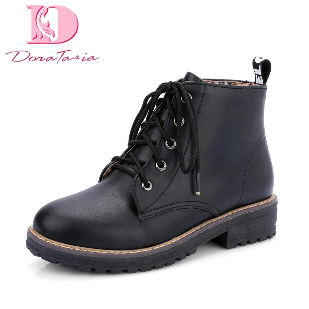 

Doratasia Large Size 43 Wholesale Chunky Heel Lace Up Ankle Boots Women Shoes Fashion Street Casual Youthful Shoes Woman Boots