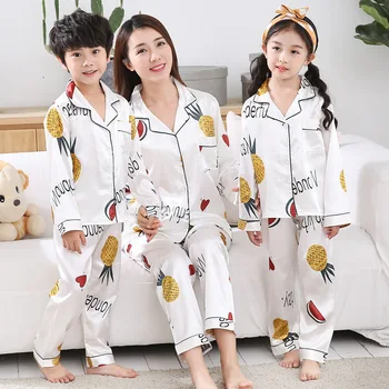 

Family Look Pajamas Family Matching Clothes Outfits Mother Father Kids Baby Pajamas Set Sleepwear Clothing Silk Soft Pyjamas