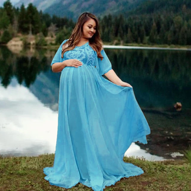 New Lace Chiffon Maternity Photography Props Long Dress Cute