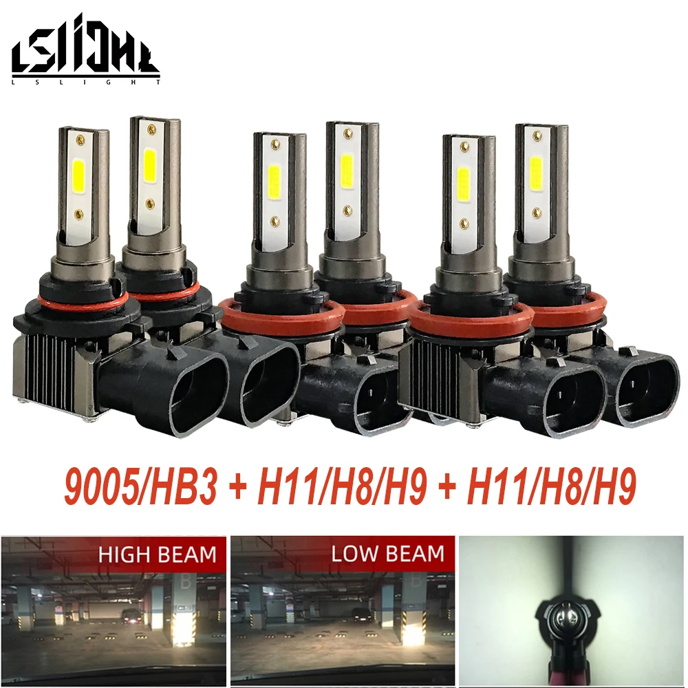 

6x Combo LED Headlight Bulbs Kit 9005/HB3 H11 High Low Beam Fog Light H11/H9/H8 Auto Car Lamp Set For Mazda 3 5 6 CX-9 2014 2015