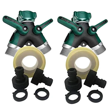 

2 Way Metal Garden Hose Distributor, Mia Y-Joint, Metal Quick Coupling, Water Pipe with Nipple Joint Washer, Y-Type Two-Way Dive