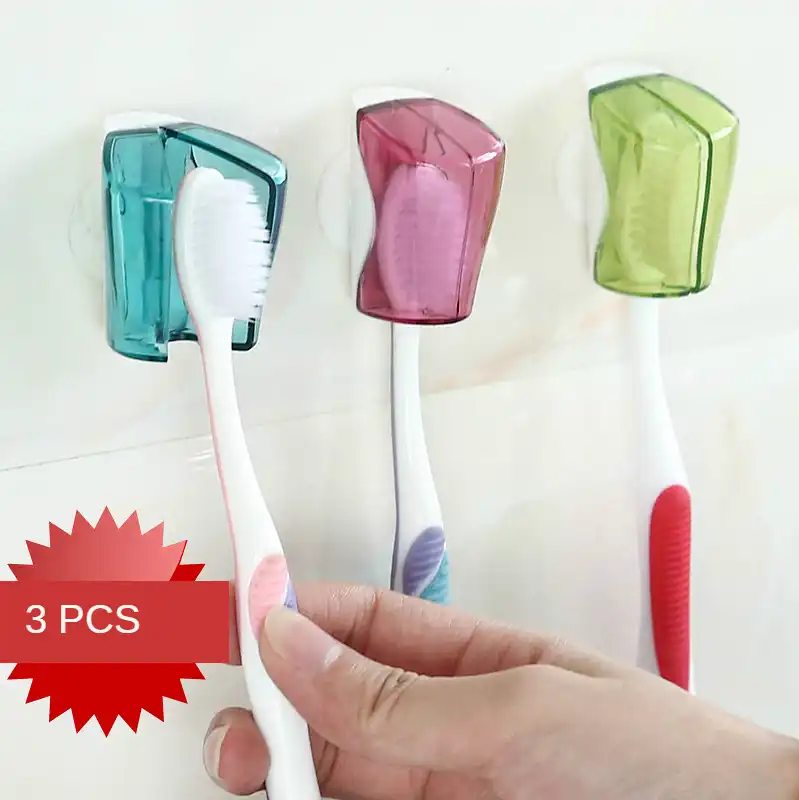 クリエイティブ吸引カップ歯ブラシダストカバー吸引カップホーム歯ブラシホルダー3個開閉カバー Toothbrush Toothpaste Holders Aliexpress