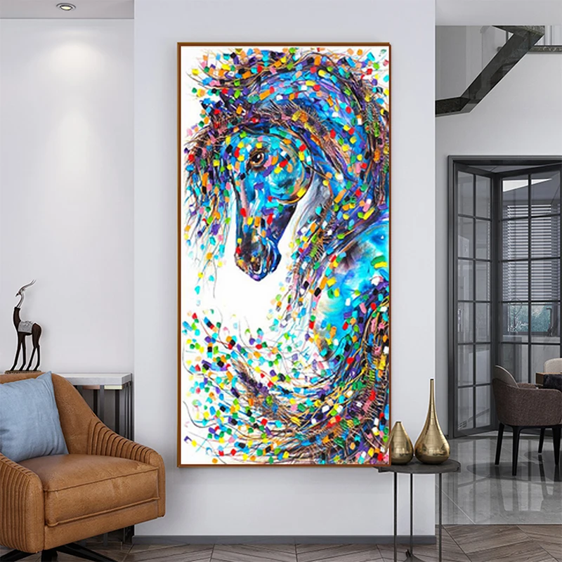 RELIABLI Художественная Картина на холсте Абстрактная красочная лошадь картины животных настенные картины для гостиной Современное украшение дома без рамы
