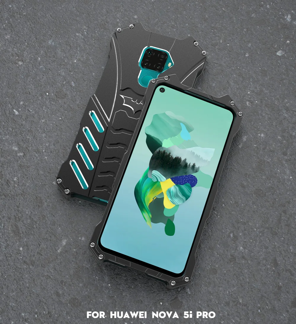 Модные металлические Чехлы серии «летучая мышь» для huawei Nova 5i Pro, Жесткий Чехол, ударопрочный корпус для рассеивания тепла, тонкие спортивные+ ремни+ держатель