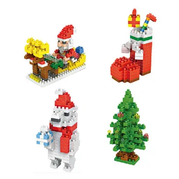 

Mini Building Blocks Creative Christmas Gifts Elk Snowman Santa Tree Christmas Series Assembled Blocks Kids Educational Diy Toy