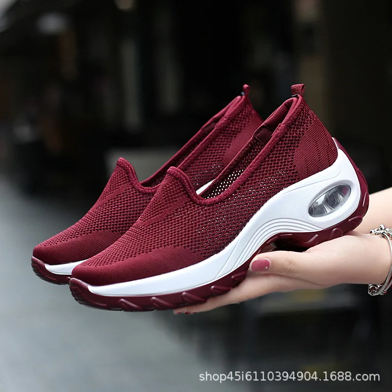 

Summer New Style Large Size Mom Shoes Old Beijing Cloth Shoes Women's Air Cushion Breathable Middle-aged Walking Shoes Outdoor C