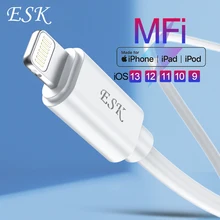 ESK Lightning-USB кабель Сертифицированный MFi кабель для телефона для iPhone X Xs Max XR 8 7 6 ipad 2.4A Быстрая зарядка USB зарядное устройство Шнур для передачи данных