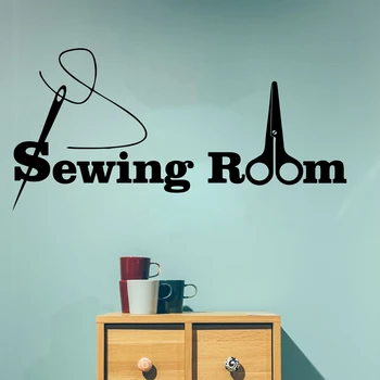 

Sewing Room Needlework Wall Window Decal Sticker Sewing Dressmaker Seamstress Craft room Sign Scissors Vinyl Decor