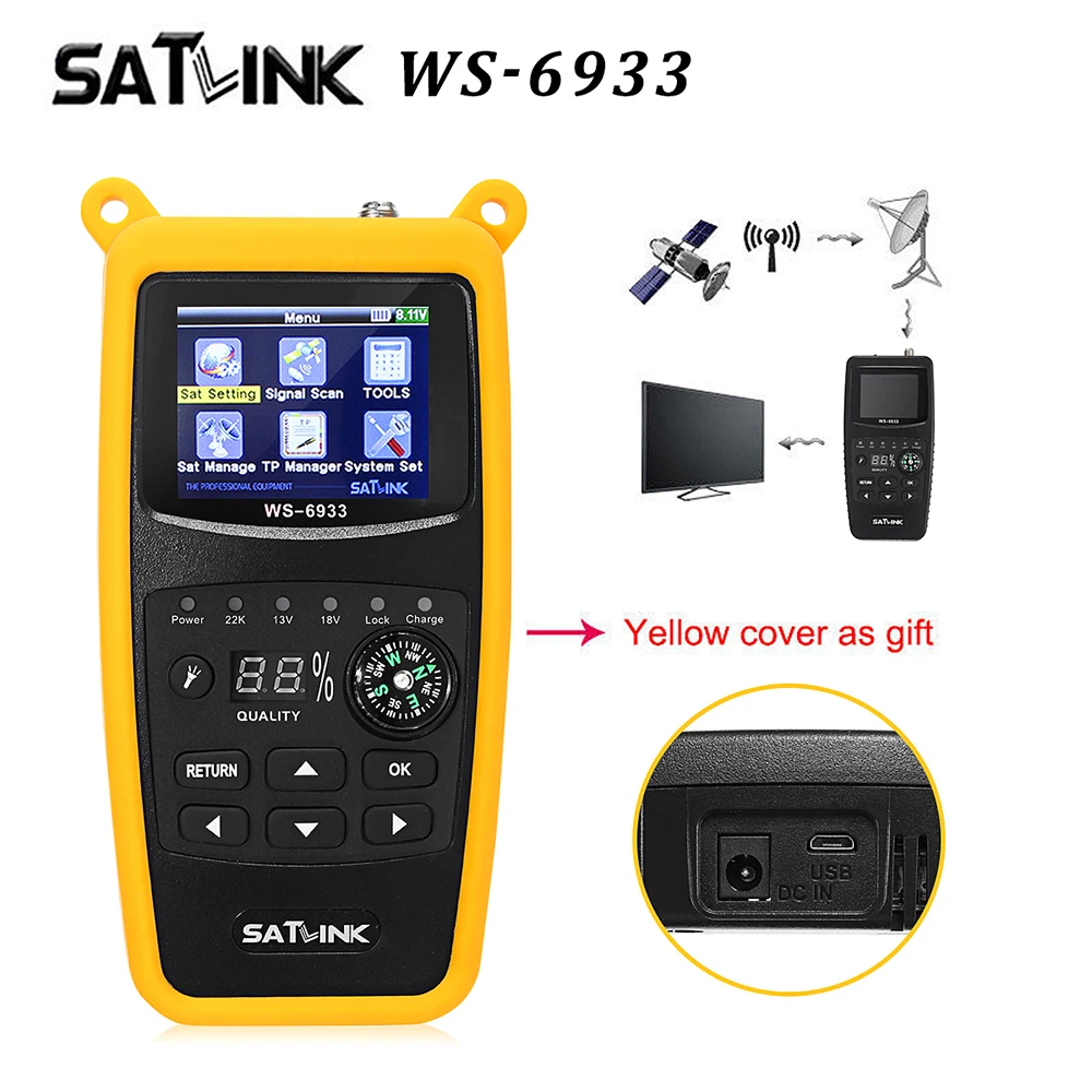 

100-240VAC 50/60Hz EU Plug Signal Finder Satlink WS-6933 DVB-S2 Digital Satellite Signal Finder Meter LCD Astronomy Astronomy