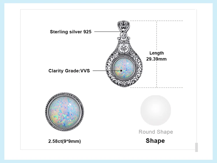Vintage Sterling Silver Opal Heart Statement Pendant Necklace_voghion.com