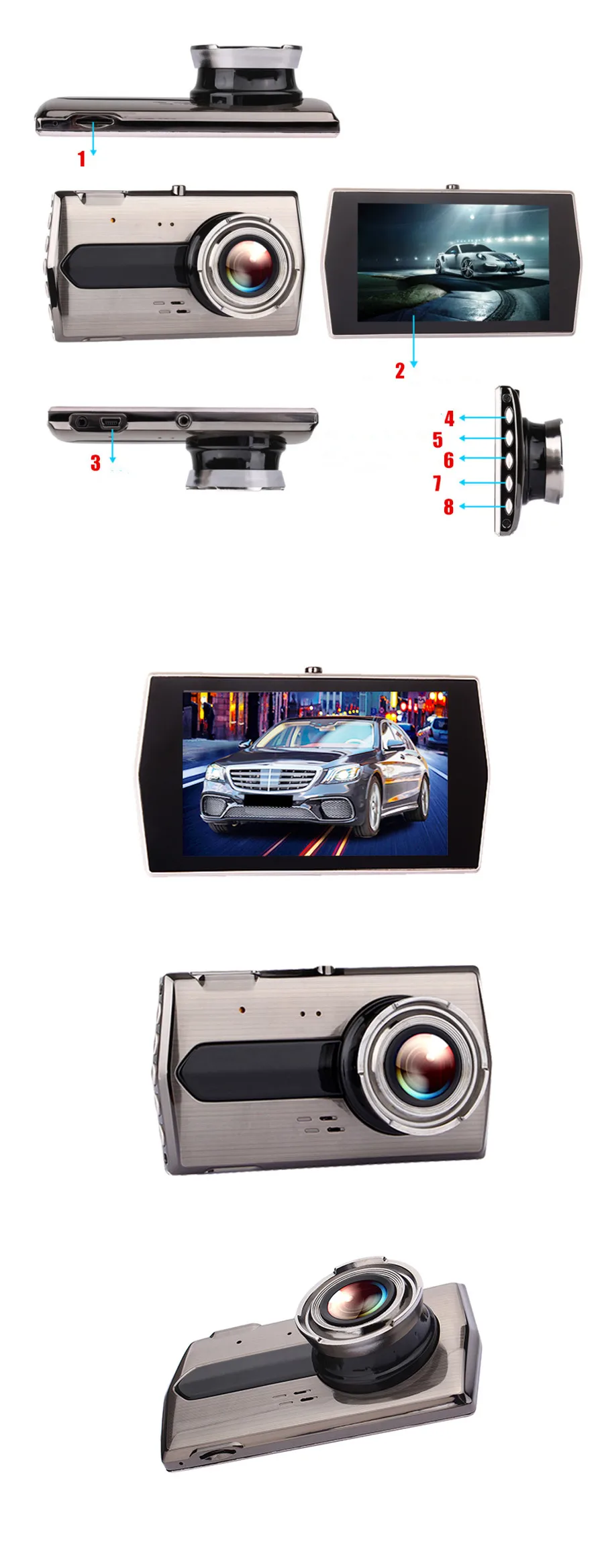 Maiyue star Full HD 1080p " ips Автомобильный видеорегистратор на приборной панели с двумя объективами фронтальный+ задний ночной видеорегистратор g-сенсор монитор парковки hdmi