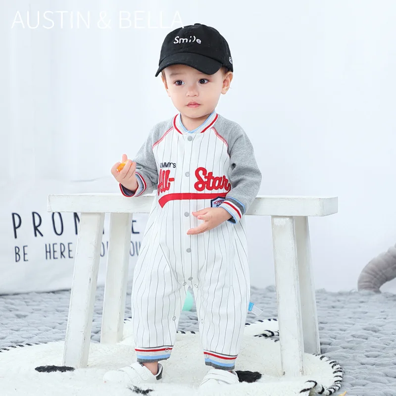 Autumn All Star Baby Boy Baseball Uniform Romper Toddler Boy Jumpsuit
