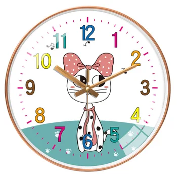 

Cartoon Animals Wall Clock Trendy Household Living Room Decoration Quartz Wall Clock 12 Inches Watch Cat Children's Bedroom G119