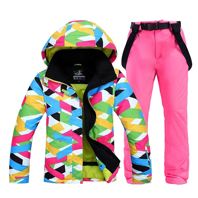 US $44.66 Female Snow Suit Set Womens Snowboarding Clothes wear winter Outdoor Sports 10K Waterproof Costume