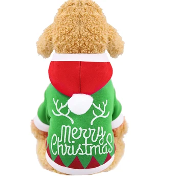 

Dog's Warm Clothes Hoodie Christmas Letter Print Hoodie Christmas Dog Green Warm Hoodie pets clothes