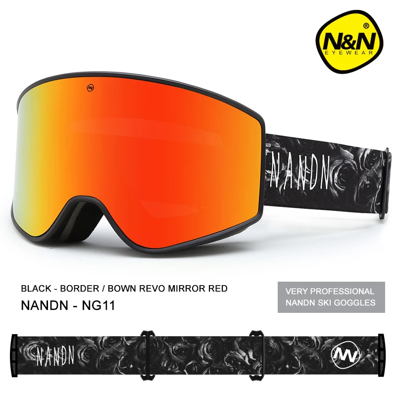Лыжные очки NANDN двухслойная противотуманная большая Лыжная маска UV400 для катания