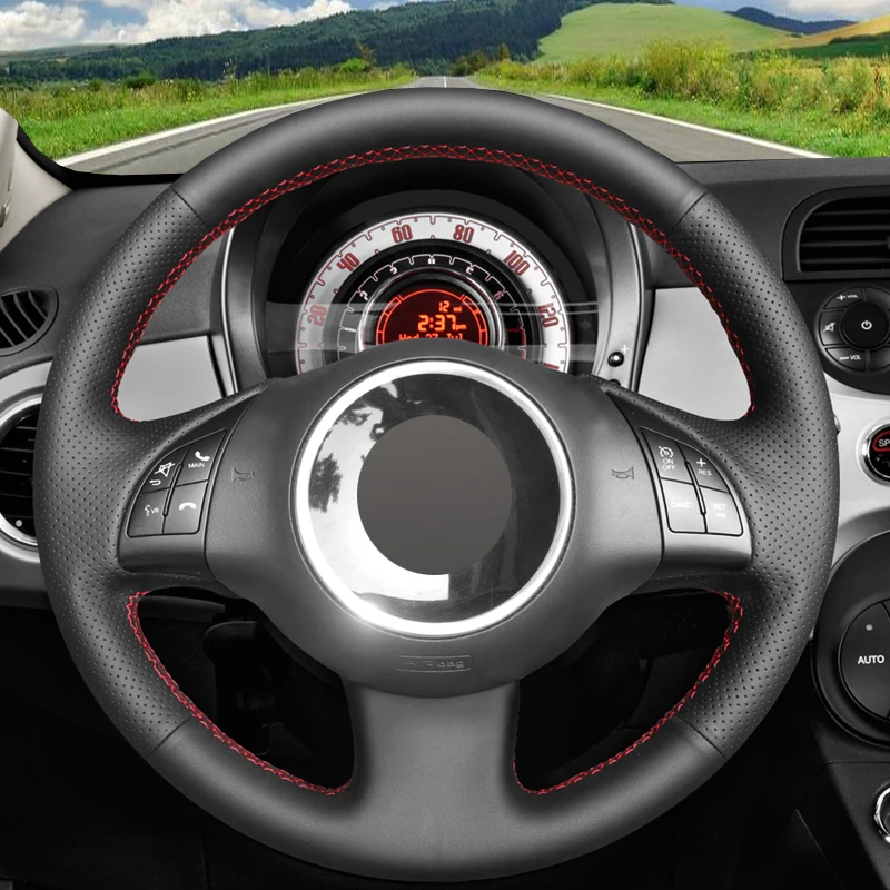 Premium Leather Braided Car Steering Wheel Cover, Custom Fit
