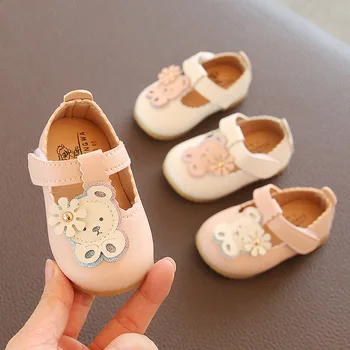 

Toddler Girl Leather Sandals Pink Beige Baby Girl Shoes for 1 year old Breathable Summer Cut-outs Little Girl Shoe Floral D02081
