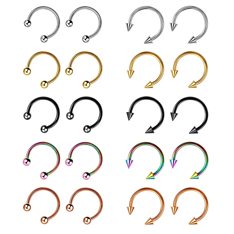piercing jewelry Stainless Steel Cone Spike Horseshoe Circular Septum Nose Ring Nipple Hoops Nose Septum Eyebrow Ear Piercing Body Jewelry