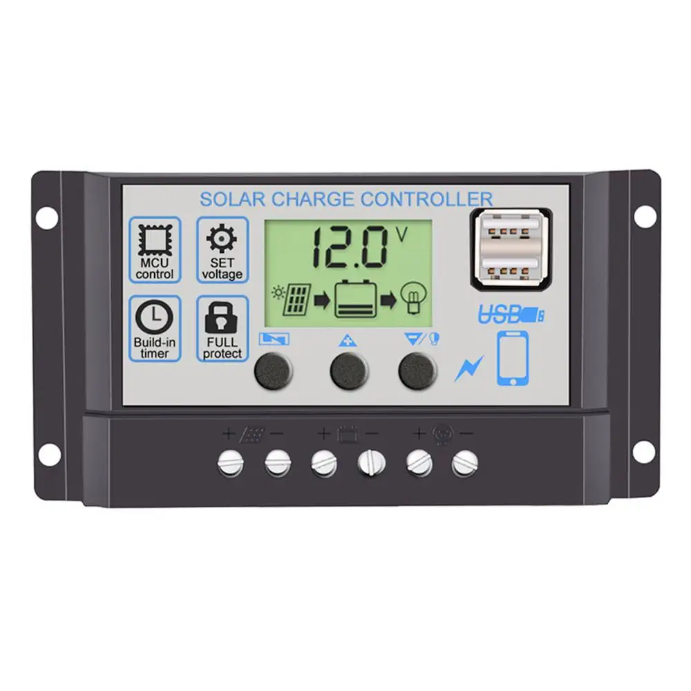 Amzdeal за максимальной точкой мощности, Солнечный Контроллер заряда 12V 24V 30A 20A автоматический Панели солнечные Системы USB ЖК-дисплей PWM Батарея Регулятор зарядки контроллера - Цвет: 30A 12V 24V LCD