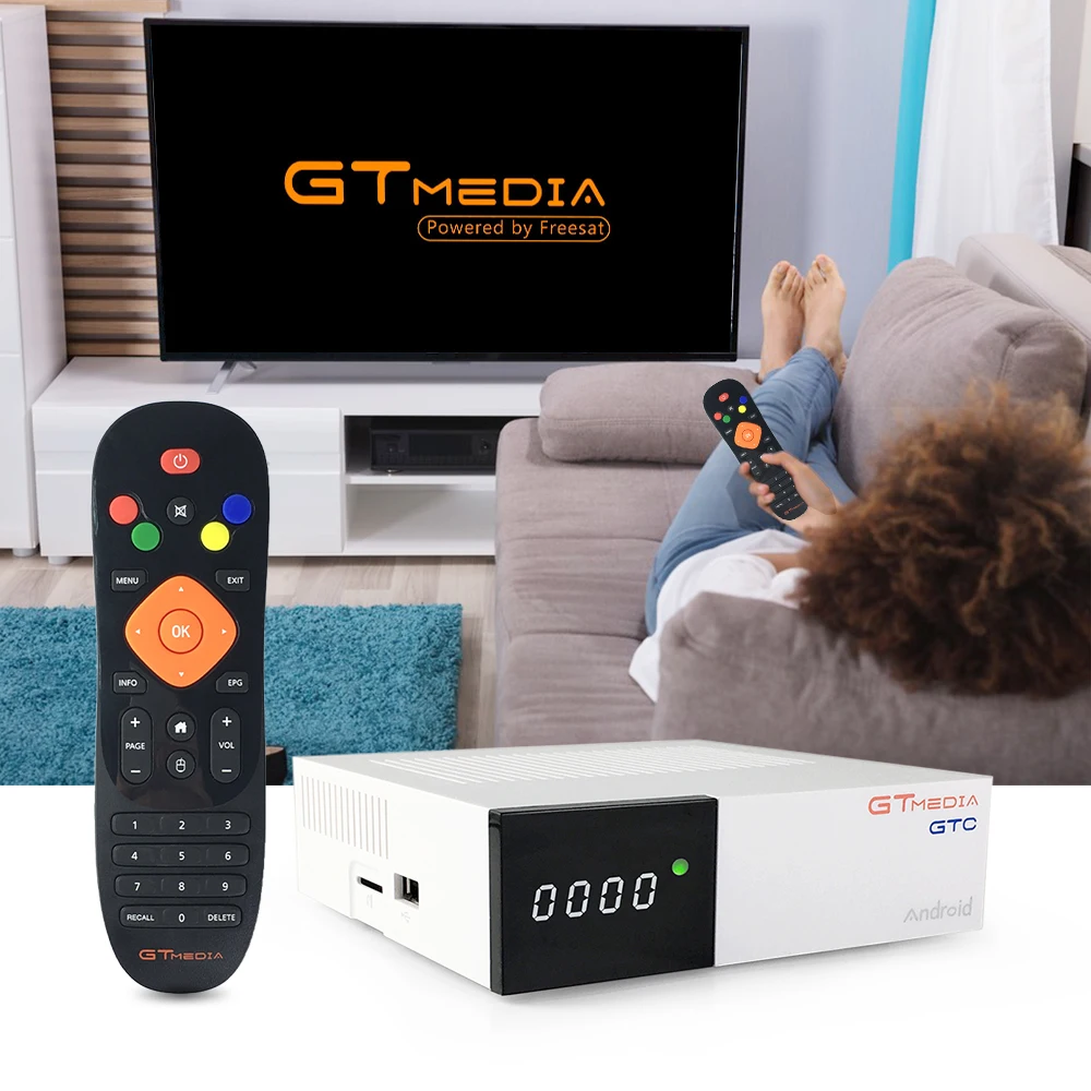GTMEDIA GTC Android 6,0 tv BOX DVB-S/S2 DVB-T/T2 телеприставка 4K медиаплеер Amlogic S905D 2 ГБ/16 ГБ 2,4 г WiFi BT4.0 ТВ приемник