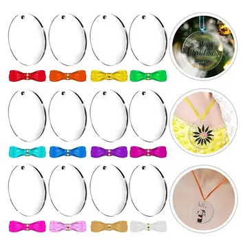 

60pcs Acrylic Keychain Round Key Chain Blanks Ribbons Acrylic Key Ornaments