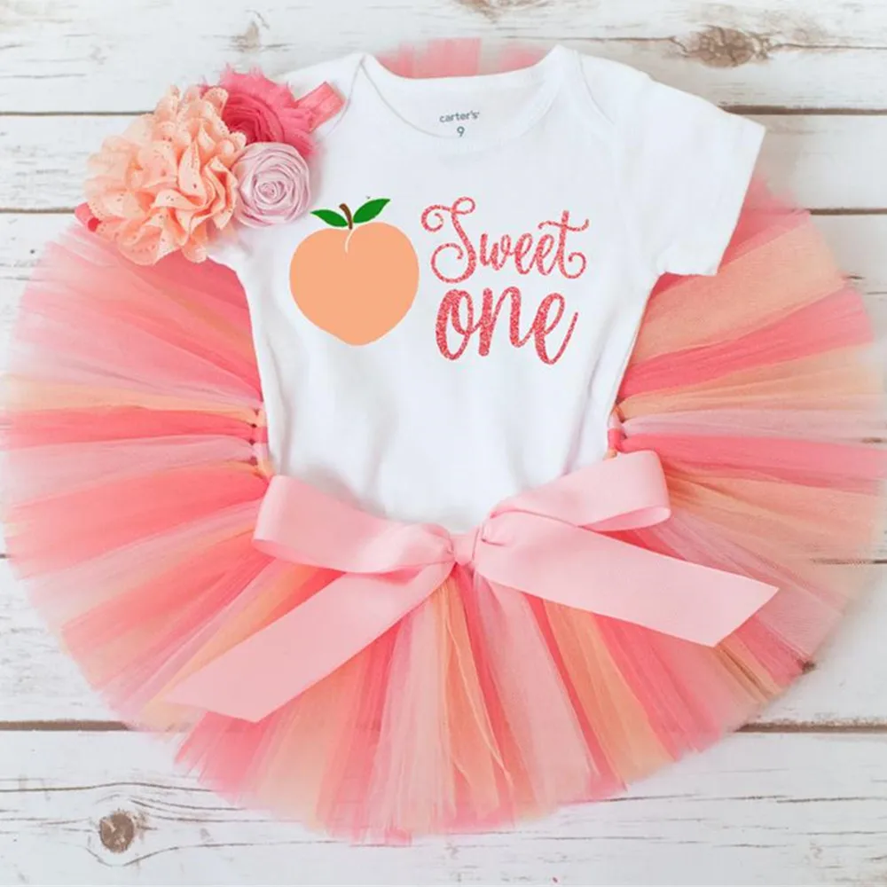 peach first birthday outfit