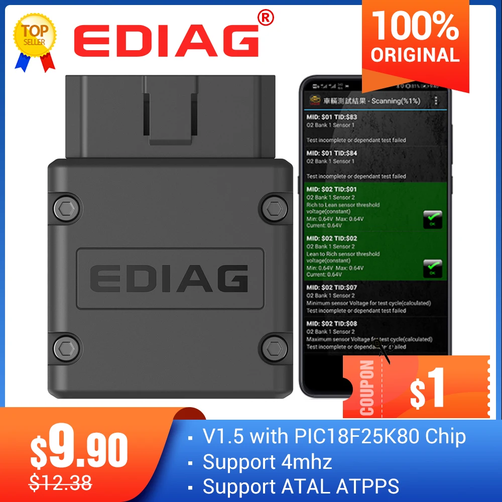 Сканер Ediag P02 elm327 V1.5 Wifi OBD2 сканер Elm 327 Bluetooth PIC18F25K80 автоматический диагностический