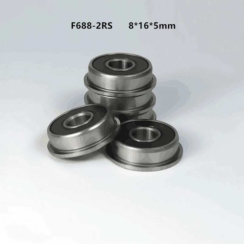 

100pcs/lot flange bearing F688-2RS F688RS F688 2RS 8x16x5 mm rubber sealed flanged deep groove ball bearings 8*16*5 mm