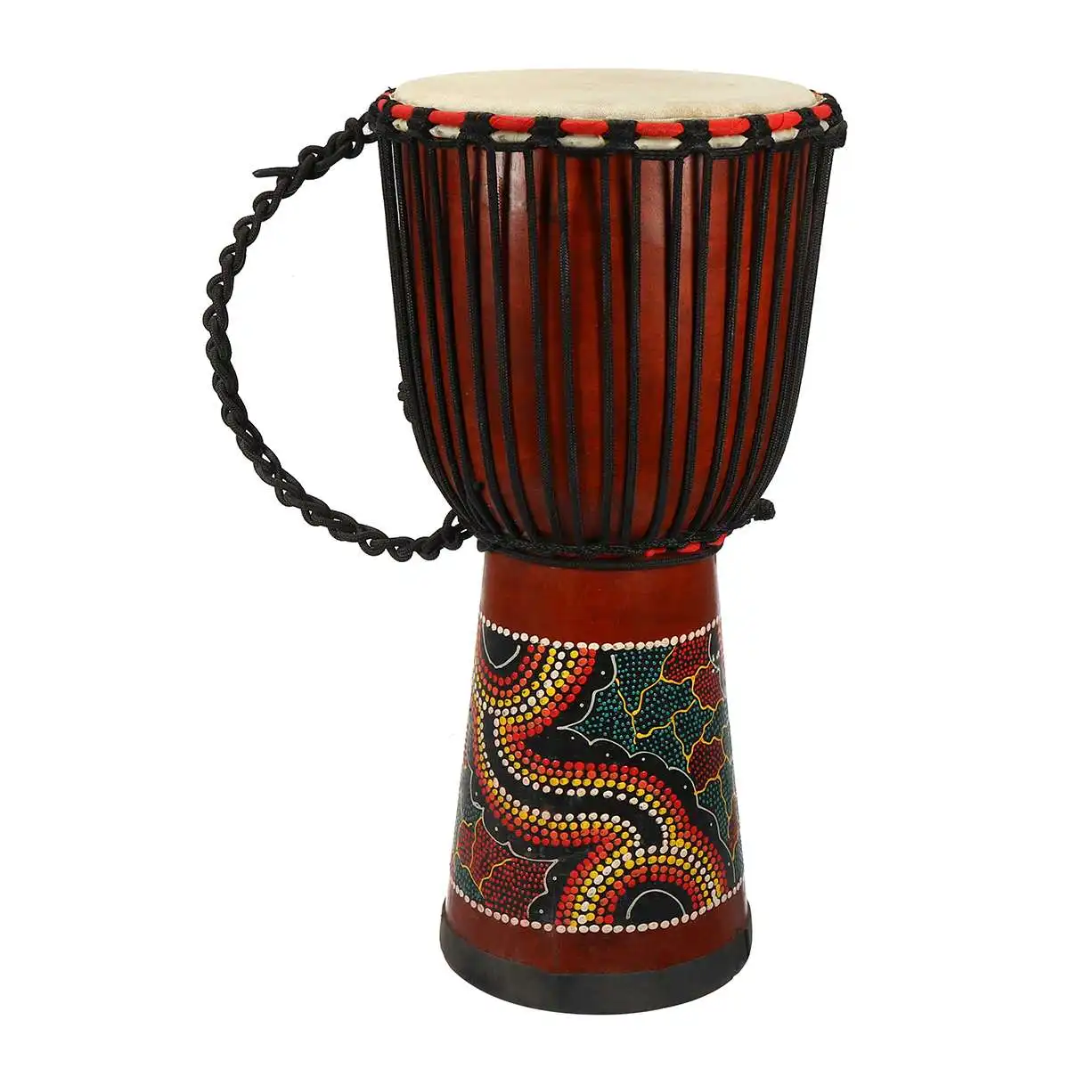 10 дюймов Африканский ручной деревянный барабан Djembe красное дерево тело козья овчина музыкальный инструмент Африканский барабан скульптура из дерева для детей игрушки