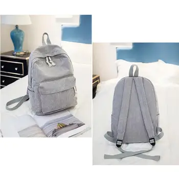 

Leisure Bag Portable Preppy Style Corduroy Soft Fabric Teenagers Girls Striped Backpack Handbag Outdoor Female Backpack