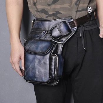 

Quality Leather Design Men Multi-Function Casual Travel Messenger Bag Fashion Fanny Waist Belt Pack Drop Leg Bag Pouch 3106