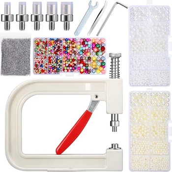 

Pearl Setting Machine and Hand Press Pearl Setting Tool,with Pearl Beads Screw Heads Tweezers Wrench for DIY Accessories