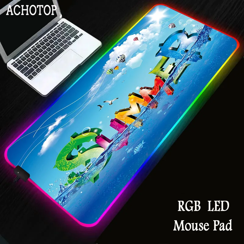

Beach Scenery Gaming LED RGB Large Gamer Mousepad USB Lighting Backlit Rainbow Computer Mat Keyboard Desk Pad