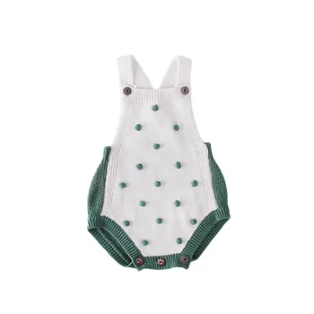 

Knitted Baby Clothes Newborn Baby Romper For Girl 100% Cotton Pompom Baby Girl Boy Romper Infant Baby Jumpsuit For Girl Overall