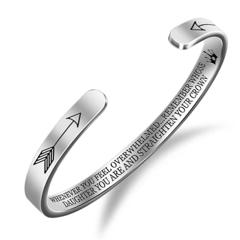 

MYLONGINGCHARM Stainless Steel Cuff Bangle Stamped Quotes Bracelet Inspirational Bracelet for Daughter and Granddaughter